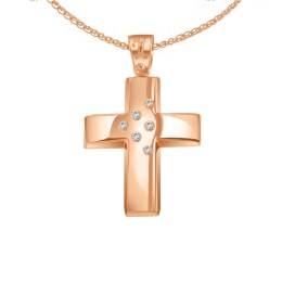 σταυρός γυναικείος ροζ χρυσός ζιργκόν ST11300793