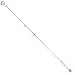 βραχιόλι γυναικείο ροζ επίχρυσο ασημένιο σταυρός BR21300030