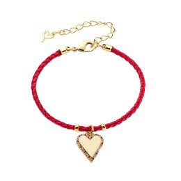βραχιόλι Loisir Amulet επίχρυσο με κόκκινο κορδόνι καρδιά ζιργκόν 02L15-01536
