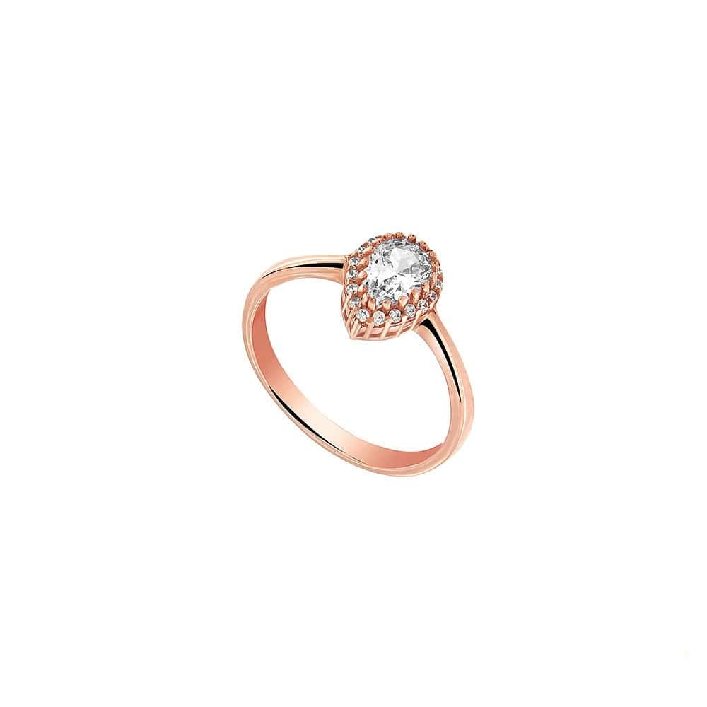 element Mark down lava Γυναικεία Δαχτυλίδια: Ροζ χρυσό γυναικείο δαχτυλίδι Κ14 σε σχήμα δάκρυ  D11300796