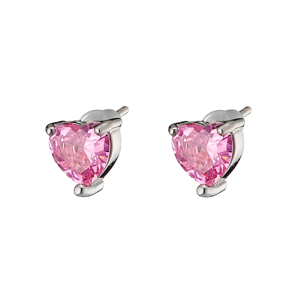 σκουλαρίκια Loisir Happy Hearts καρδιά ροζ ζιργκόν 03L15-01175