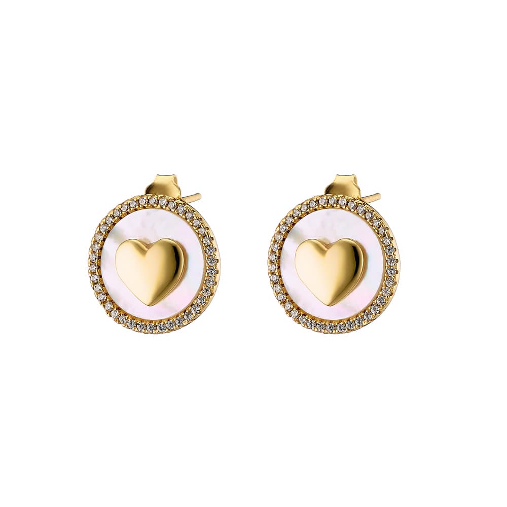 σκουλαρίκια Loisir Queen καρδιά λευκά ζιργκόν 03L15-00842